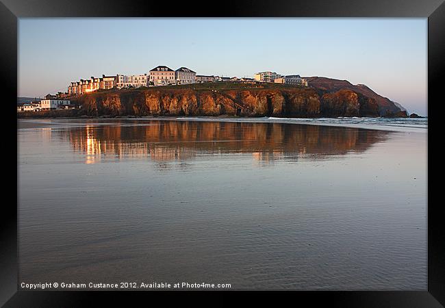 Perranporth Reflections Framed Print by Graham Custance
