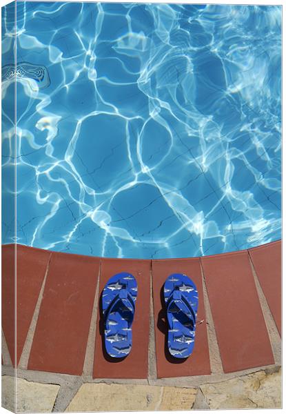 Flip flops by the pool Canvas Print by Stephen  Hewett
