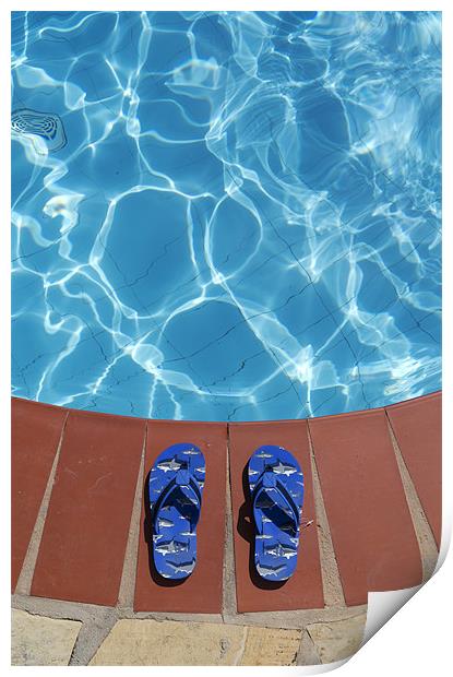 Flip flops by the pool Print by Stephen  Hewett
