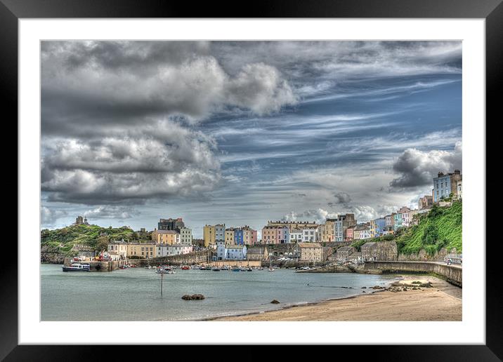 Tenby Harbour Painterly Framed Mounted Print by Steve Purnell
