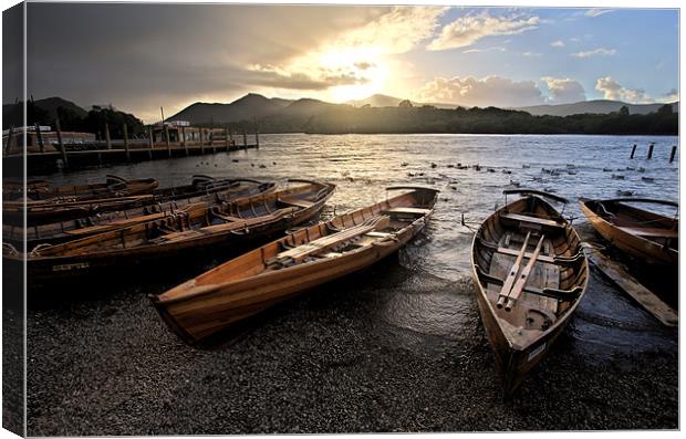 Derwent water boats Canvas Print by Tony Bates
