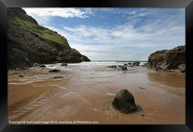 Mewslade Bay - Wales Framed Print by Samantha Higgs