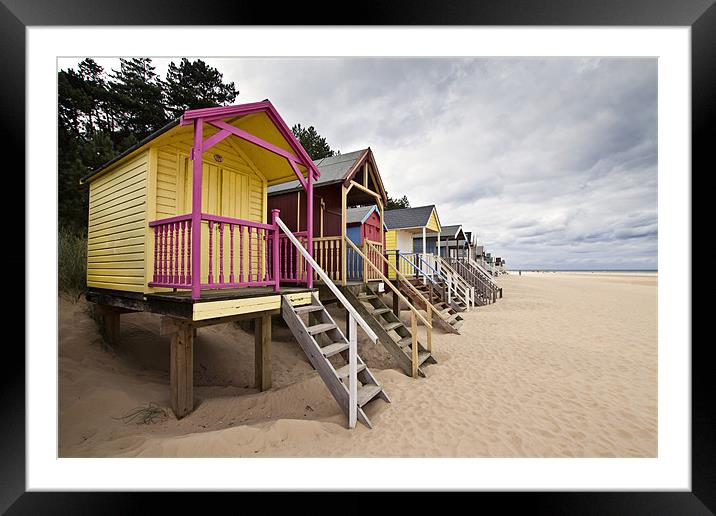 Colourful Beach Huts in Wells Framed Mounted Print by Paul Macro