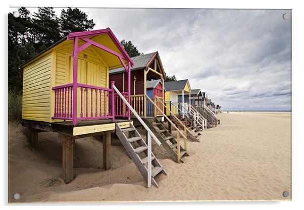 Colourful Beach Huts in Wells Acrylic by Paul Macro