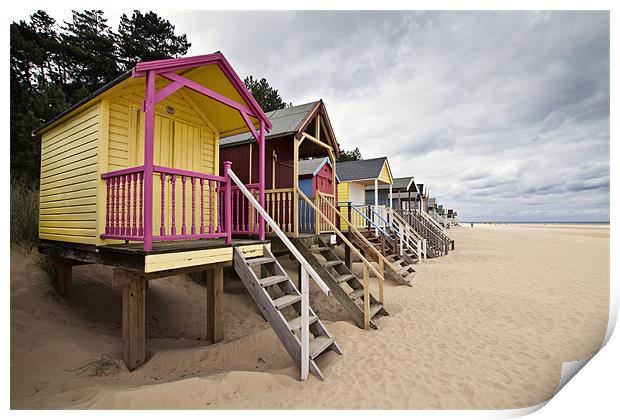 Colourful Beach Huts in Wells Print by Paul Macro
