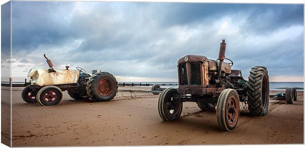 Two Tractors on Overstrand Beach Canvas Print by Stephen Mole