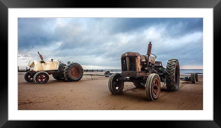Two Tractors on Overstrand Beach Framed Mounted Print by Stephen Mole