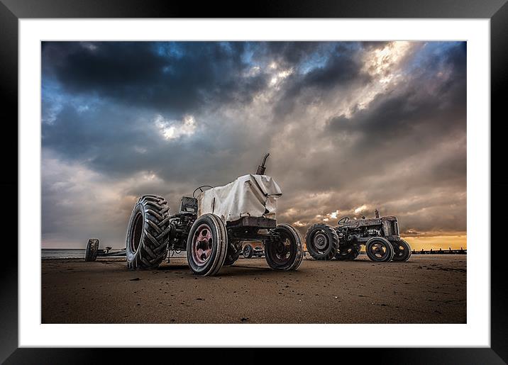 Two tractors on Overstrand Beach Framed Mounted Print by Stephen Mole