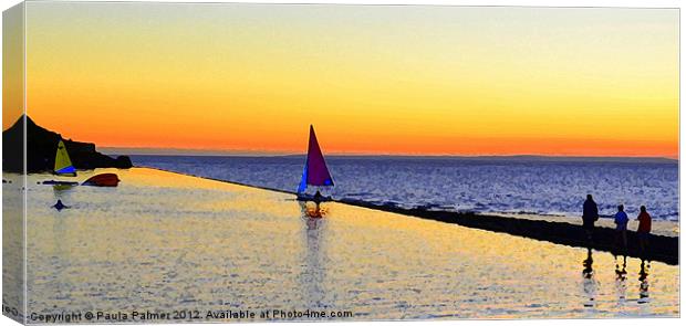Man overboard in the sunset! Canvas Print by Paula Palmer canvas