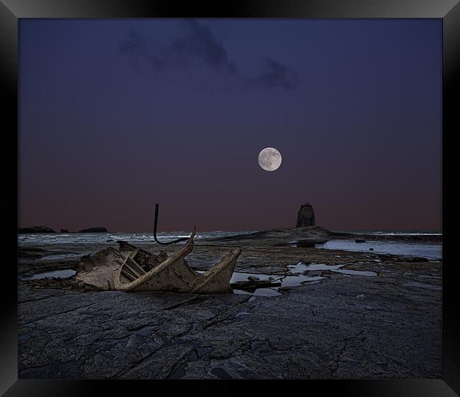 Black Nab and ship wreck Framed Print by Graham Moore