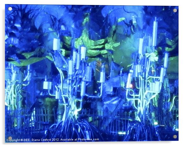 Paralympic Closing Ceremony Blues Greens Acrylic by DEE- Diana Cosford