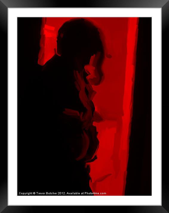 Black Woman Red Framed Mounted Print by Trevor Butcher