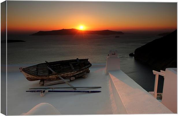 Santorini Sunset Canvas Print by Jed Pearson