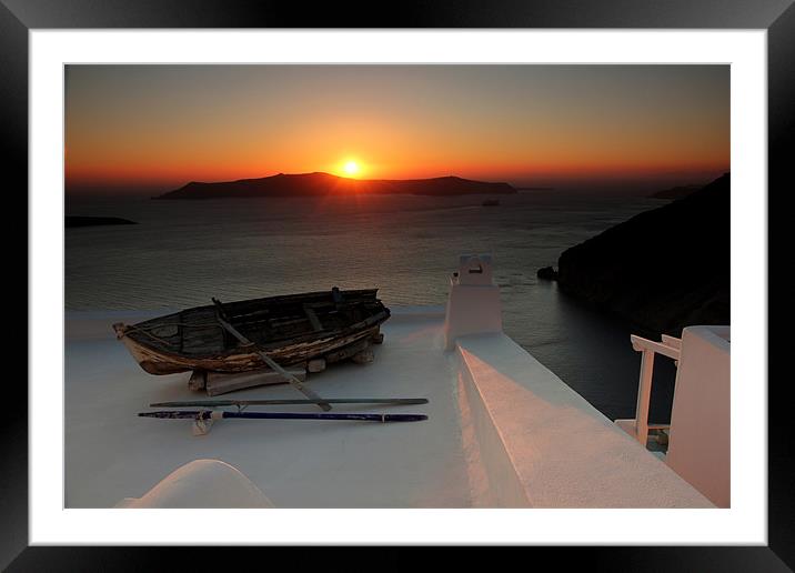 Santorini Sunset Framed Mounted Print by Jed Pearson