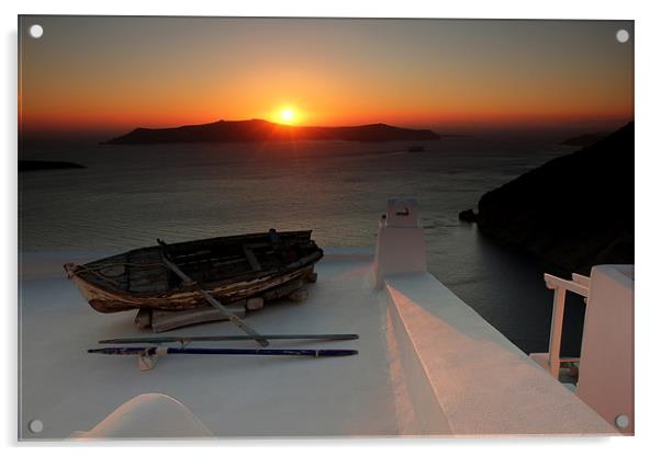 Santorini Sunset Acrylic by Jed Pearson
