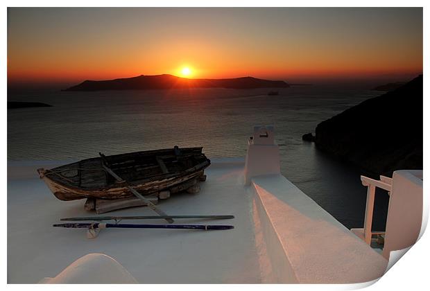 Santorini Sunset Print by Jed Pearson