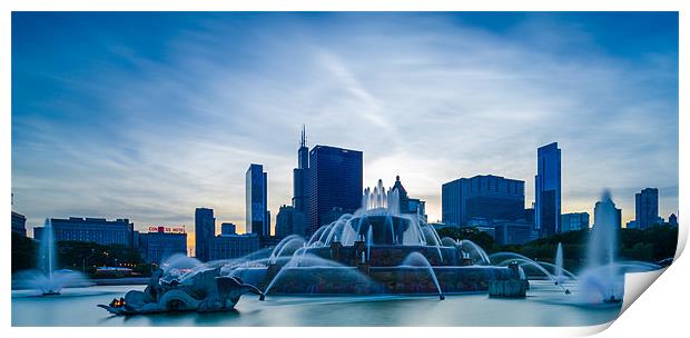 Water fountain at dusk Print by Jonah Anderson Photography