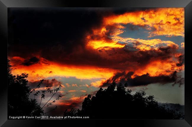 Burning Red Sky Framed Print by Kevin Carr