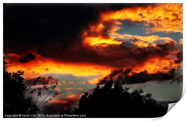 Burning Red Sky Print by Kevin Carr
