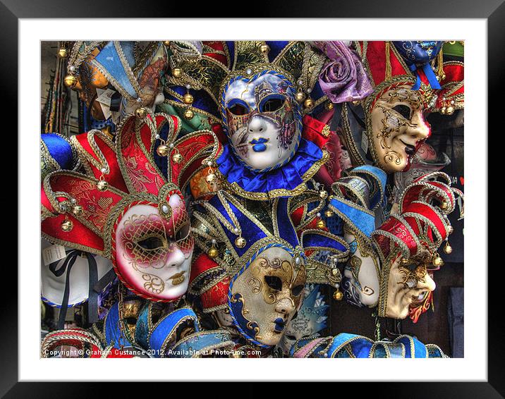 Masks of Venice Framed Mounted Print by Graham Custance