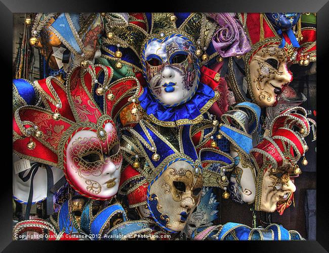 Masks of Venice Framed Print by Graham Custance