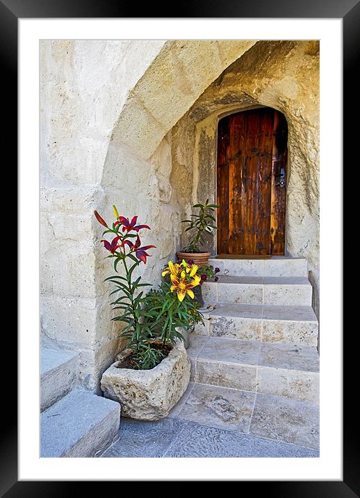 Past the flowerbeds up the steps Framed Mounted Print by Arfabita  