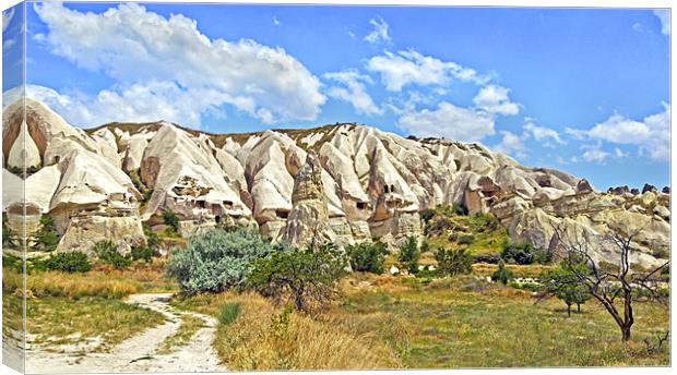 Geology of Cappadocia man lives in Caves Canvas Print by Arfabita  