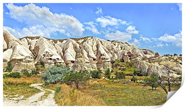 Geology of Cappadocia man lives in Caves Print by Arfabita  