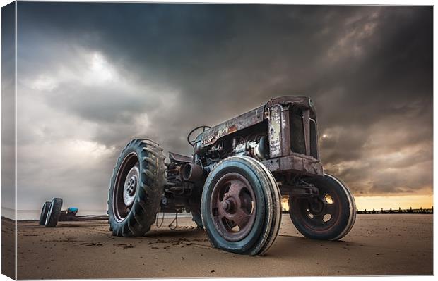 Tractor at Overstrand Canvas Print by Stephen Mole