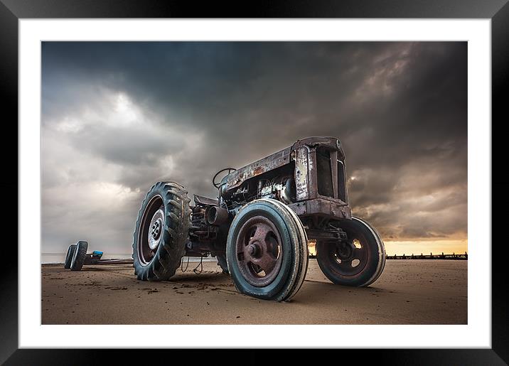 Tractor at Overstrand Framed Mounted Print by Stephen Mole