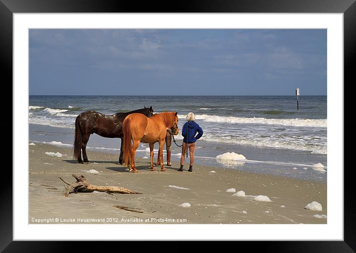 Horses onthe Beach Framed Mounted Print by Louise Heusinkveld
