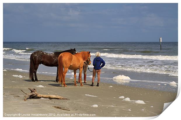 Horses onthe Beach Print by Louise Heusinkveld