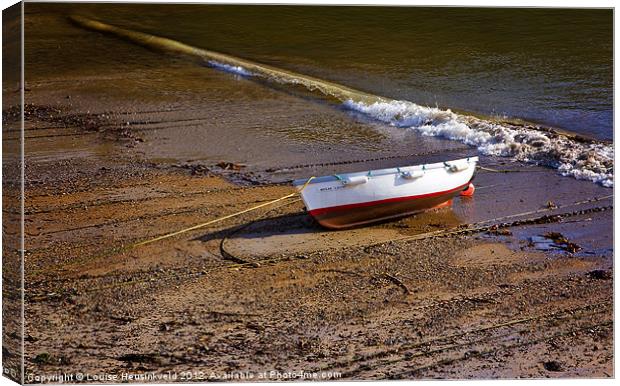 Beached Fishing Dinghy Canvas Print by Louise Heusinkveld