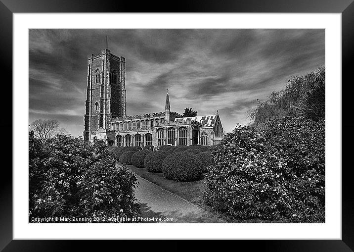 Lavenham Church in black and white Framed Mounted Print by Mark Bunning