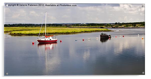 Reflection Across Irvine Harbour Acrylic by Valerie Paterson