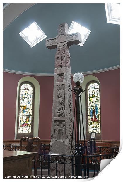 Religious, monument, Ruthwell Runic Cross Print by Hugh McKean