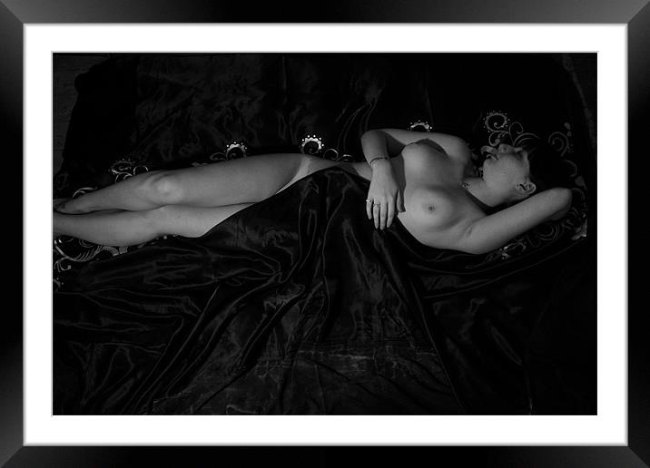 Black & White Topless Nude Art Framed Mounted Print by Richie Fitzgerald