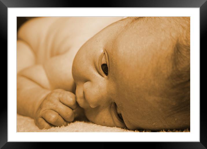 New Born Baby Girl Laying Down Framed Mounted Print by Richie Fitzgerald