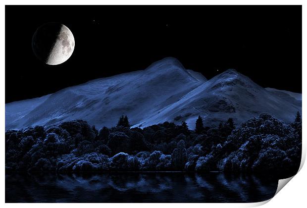 Catbells at Night Print by Roger Green