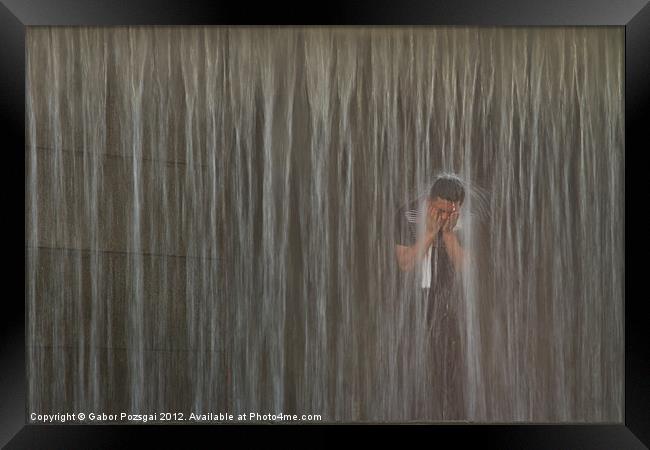 Shower, Seoul, Korea Framed Print by Gabor Pozsgai