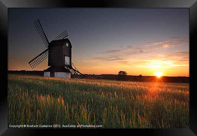 Pitstone Windmill Sunset Framed Print by Graham Custance