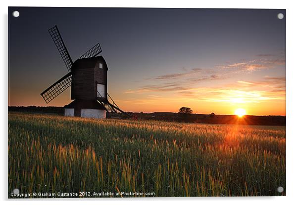Pitstone Windmill Sunset Acrylic by Graham Custance