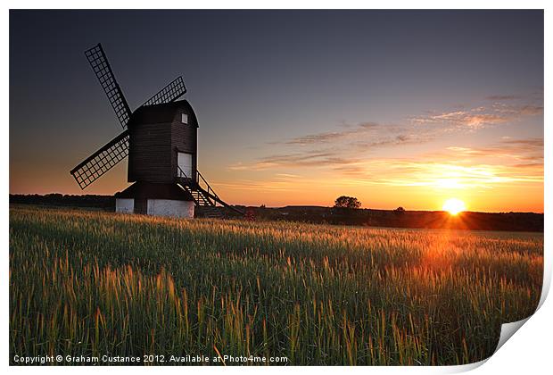 Pitstone Windmill Sunset Print by Graham Custance