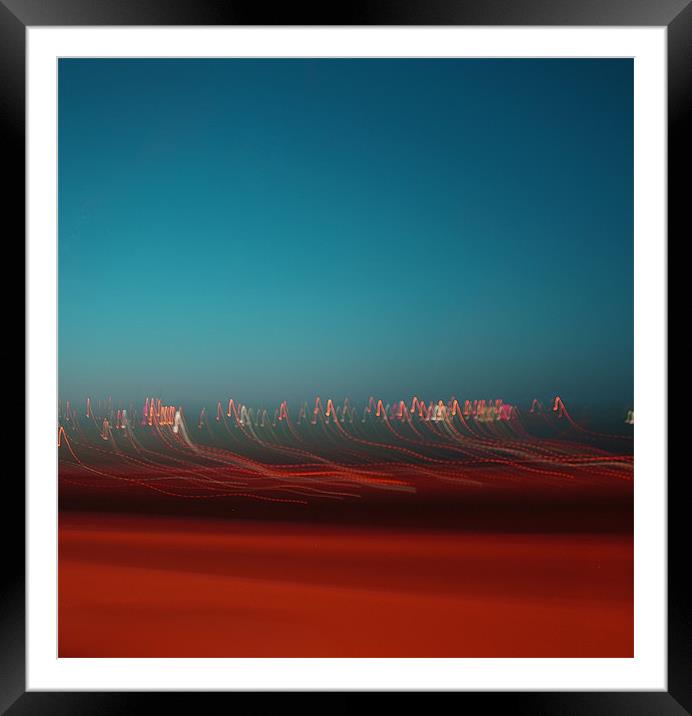 Abstract Dark Red and Evening Blue Framed Mounted Print by Christine Oliveria