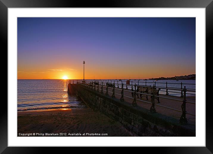 Sunrise over Swanage Bay Framed Mounted Print by Phil Wareham