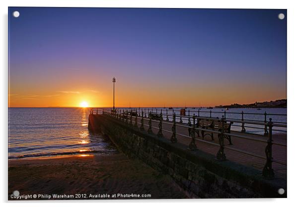 Sunrise over Swanage Bay Acrylic by Phil Wareham