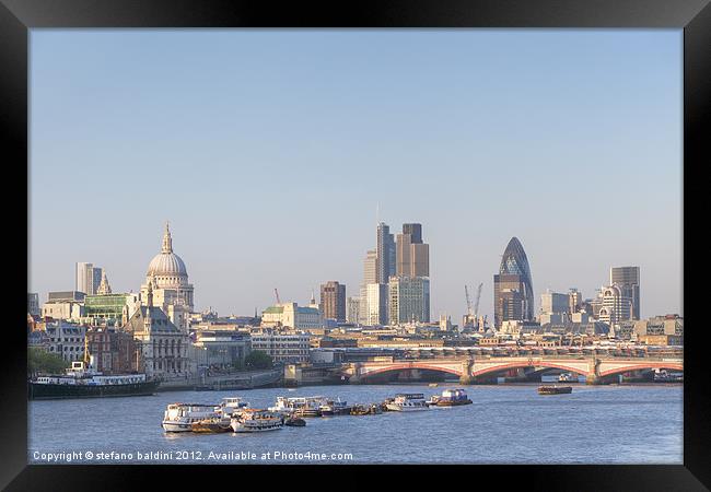 London skyline and river Thames Framed Print by stefano baldini