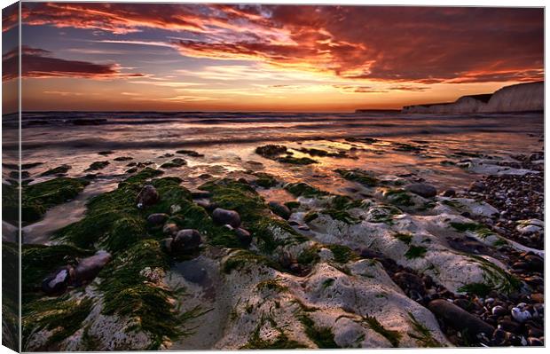 Sunset at Birling Gap Canvas Print by mark leader