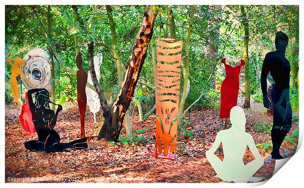 Party in the Woods Print by Gillian Oprey