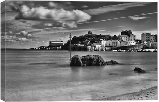 Tenby Harbour 3 Mono Canvas Print by Steve Purnell